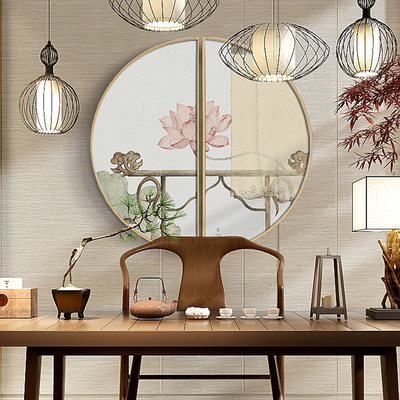 風雅閑趣，一畫入景 新中式餐廳玄關圓形掛畫選購與搭配指南